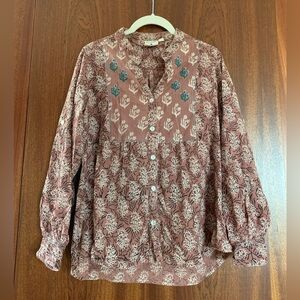 Dignity not Charity Embroidered Cactus Floral Button Down Shirt